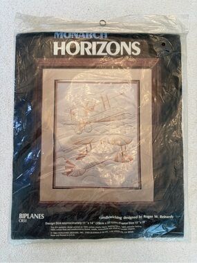 Vintage 1983 Monarch Horizons Biplanes Candlewicking Craft Kit NIP